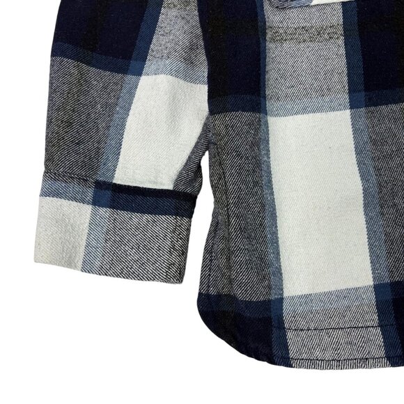 Reserve Fairfax Women’s Plaid Flannel Shacket Blue Gray Button Up Size Small - Picture 6 of 14